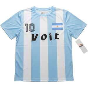 Voit Argentina Soccer Jersey Men 2XL Blue White Striped Number 10 Football Shirt